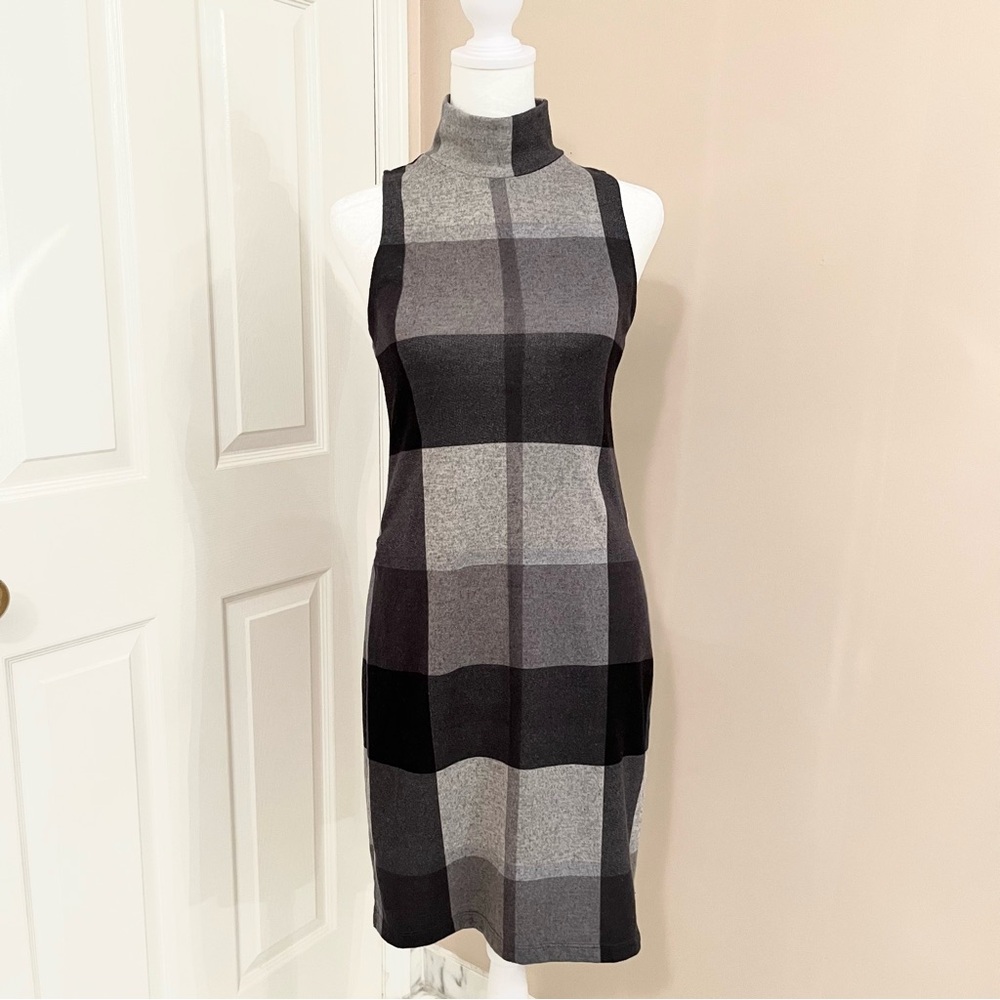 Le Chateau Plaid Mock Neck Tunic Dress – XS